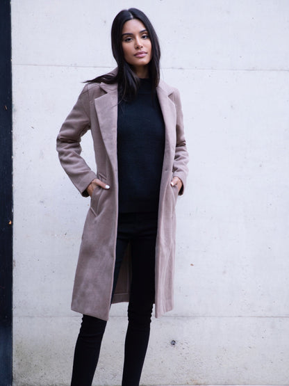 Mabel Tailored Longline Coat - Coffee