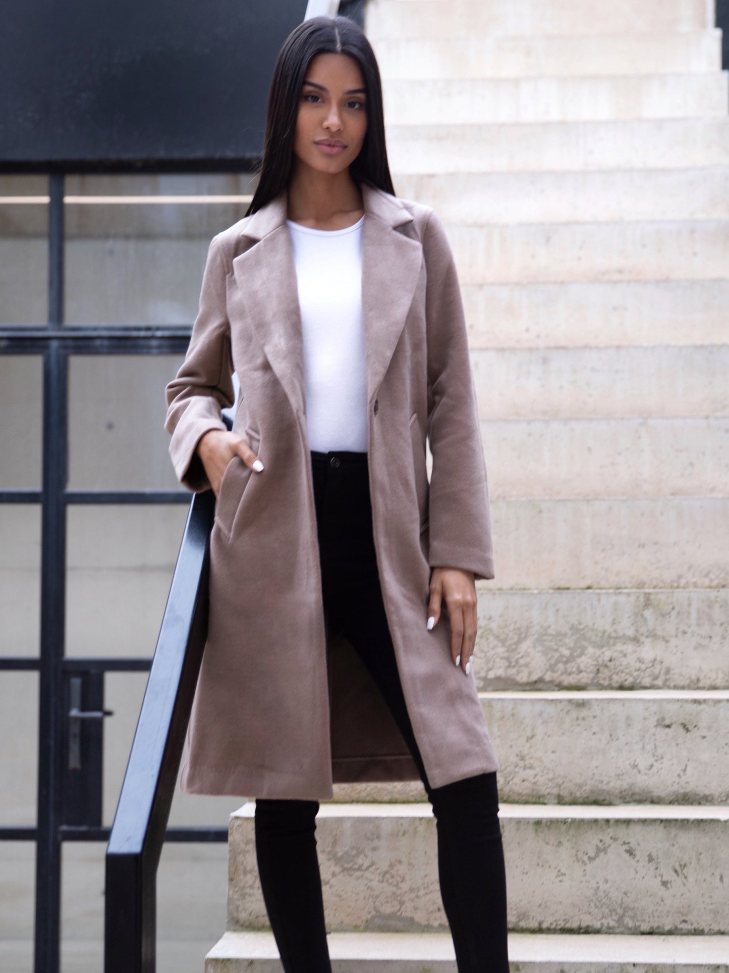 Mabel Tailored Longline Coat - Coffee