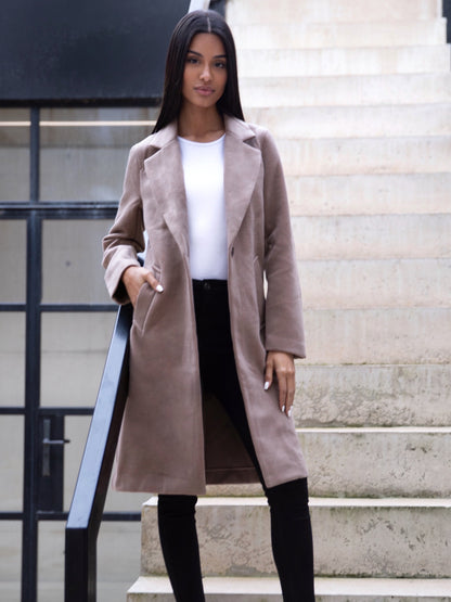 Mabel Tailored Longline Coat - Coffee