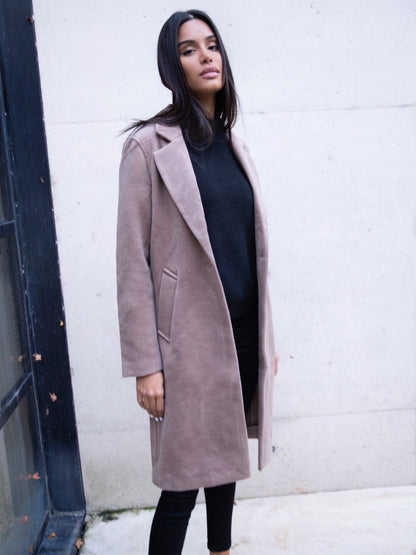 Mabel Tailored Longline Coat - Coffee
