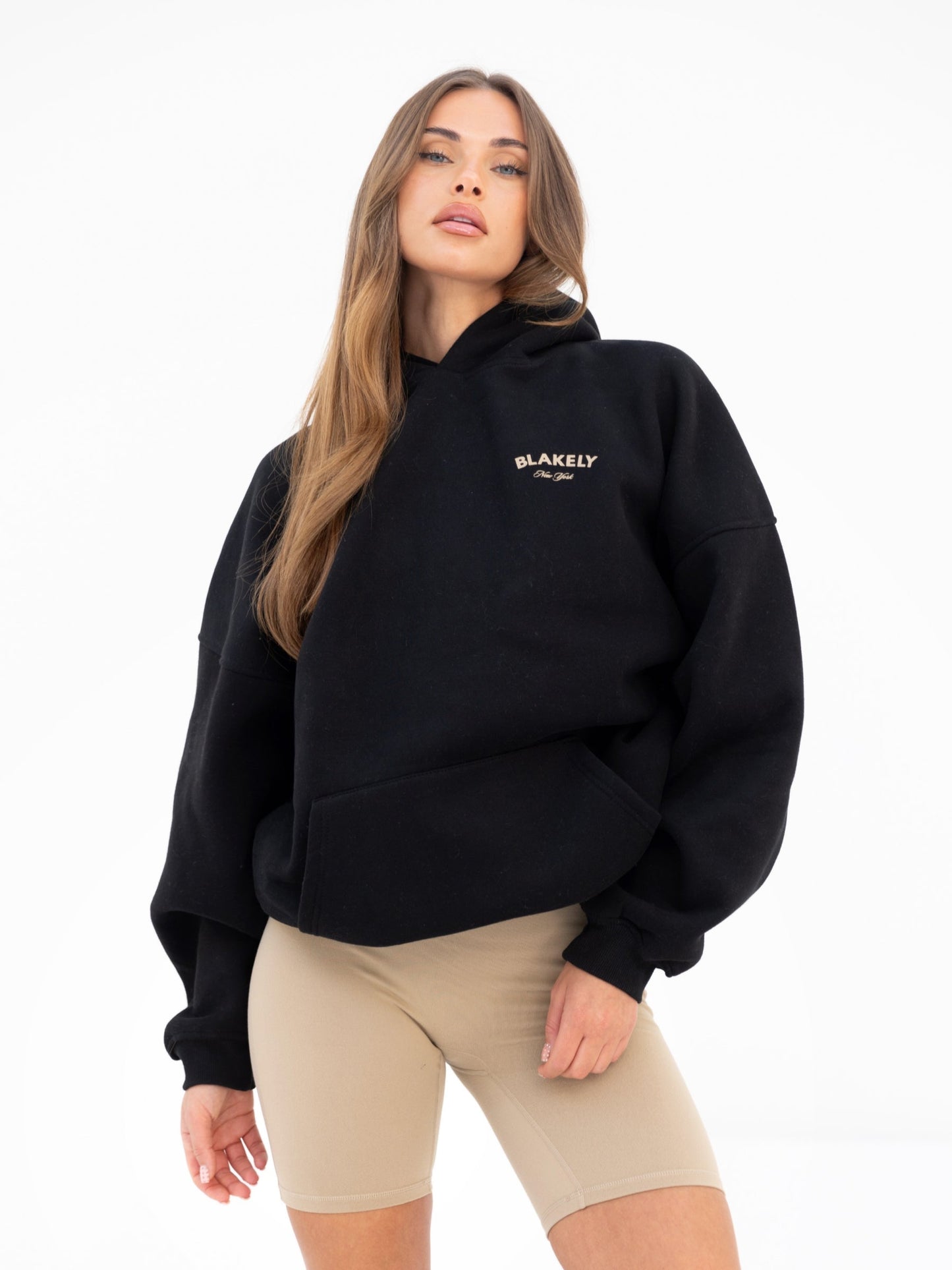 NY Crest Oversized Hoodie - Black