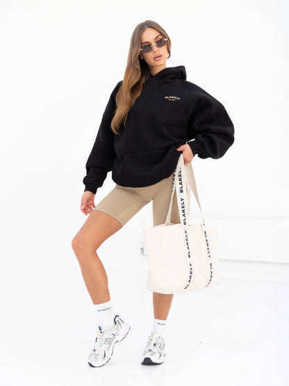 NY Crest Oversized Hoodie - Black