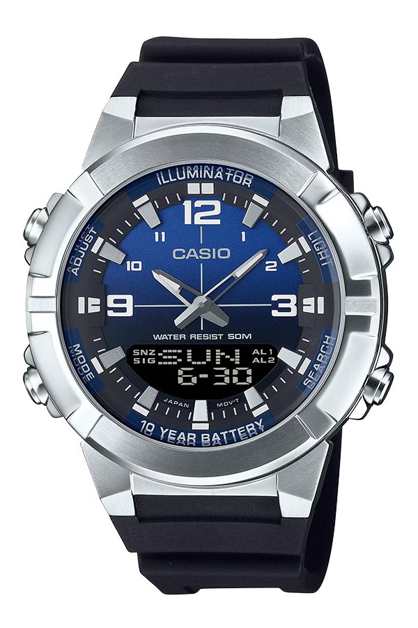 ساعة Casio AMW-870DA-3AV رجالية – Analog Digital ستانلس ستيل بقرص أخضر Quartz