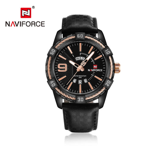 NAVIFORCE 9117L Leather Quartz Day and Date Display Men's Wristwatch