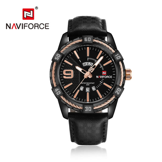 NAVIFORCE 9117L Leather Quartz Day and Date Display Men's Wristwatch