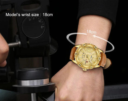 NAVIFORCE 9117L Leather Quartz Day and Date Display Men's Wristwatch