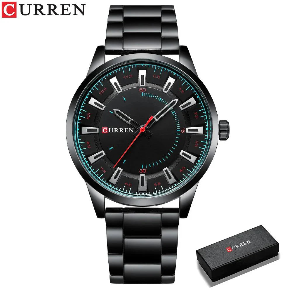 CURREN New Simple Style Stainless Steel Band Clock C8406