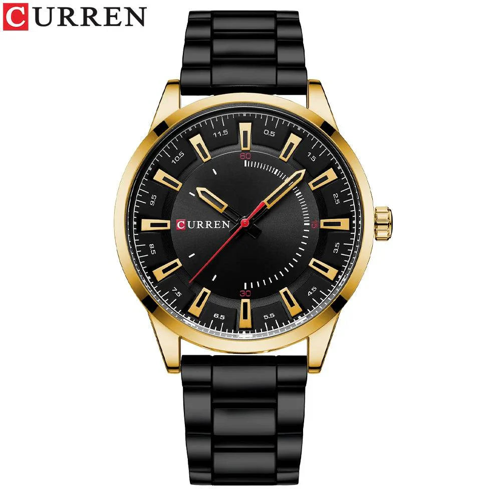 CURREN New Simple Style Stainless Steel Band Clock C8406