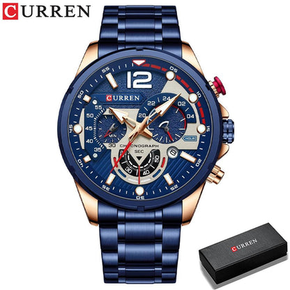 CURREN Chronograph Wristwatches Luxury Stainless Steel C8395