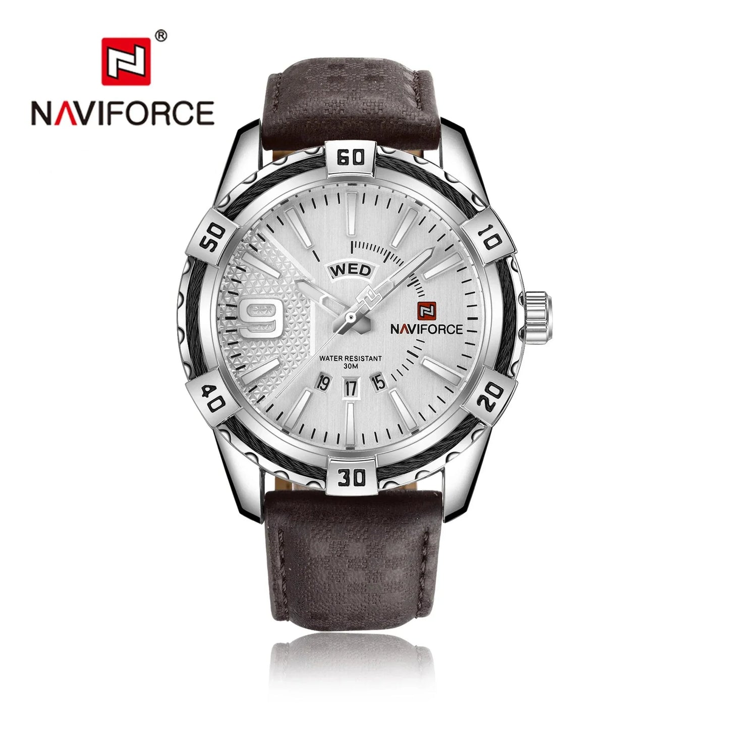 NAVIFORCE 9117L Leather Quartz Day and Date Display Men's Wristwatch