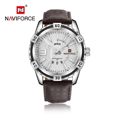 NAVIFORCE 9117L Leather Quartz Day and Date Display Men's Wristwatch