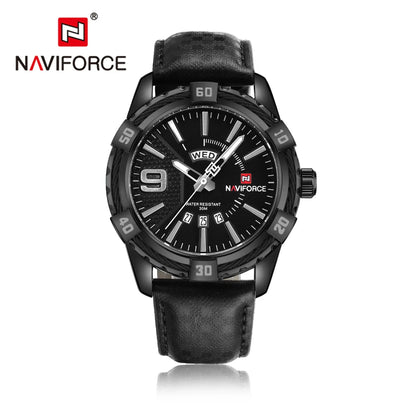 NAVIFORCE 9117L Leather Quartz Day and Date Display Men's Wristwatch