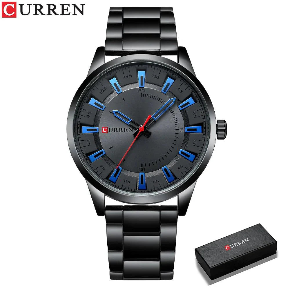 CURREN New Simple Style Stainless Steel Band Clock C8406