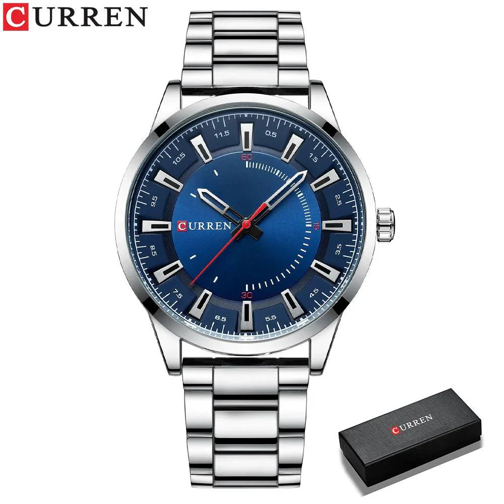 CURREN New Simple Style Stainless Steel Band Clock C8406