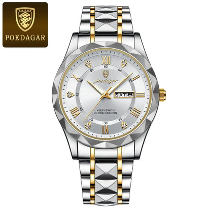 POEDAGAR 615 Diamond Crown & Strap Wristwatch
