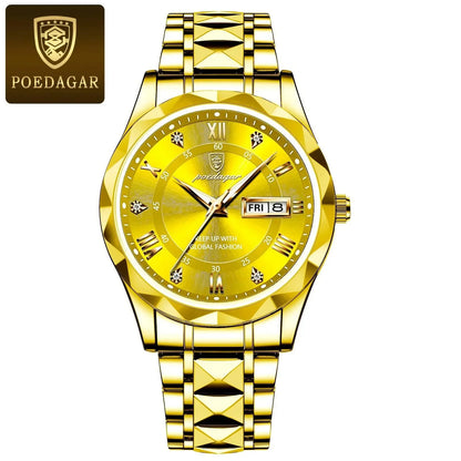 POEDAGAR 615 Diamond Crown & Strap Wristwatch