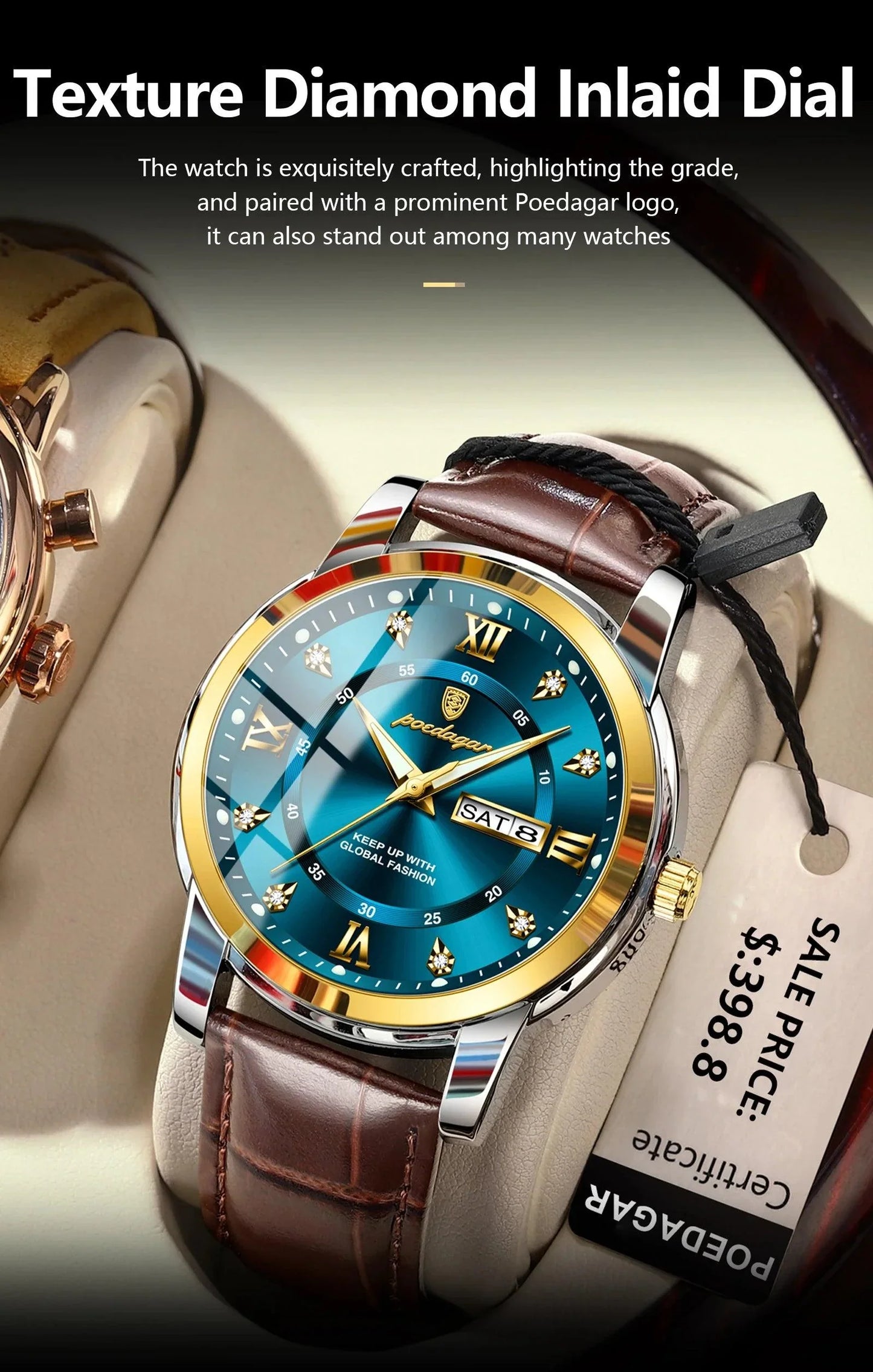 POEDAGAR 936L Luxury Man Wristwatch Waterproof, Luminous, Date & Week