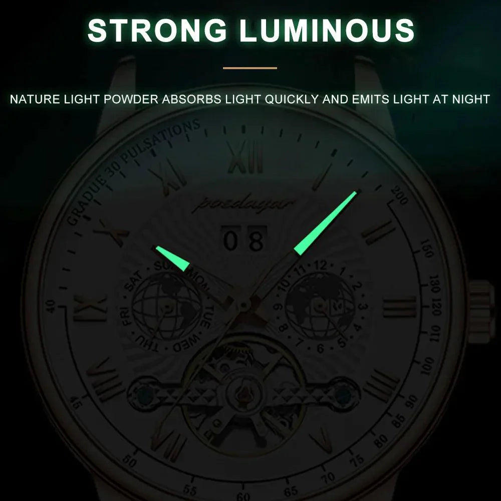 POEDAGAR 1409 Automatic Mechanical Hollow Watch