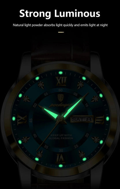 POEDAGAR 936L Luxury Man Wristwatch Waterproof, Luminous, Date & Week
