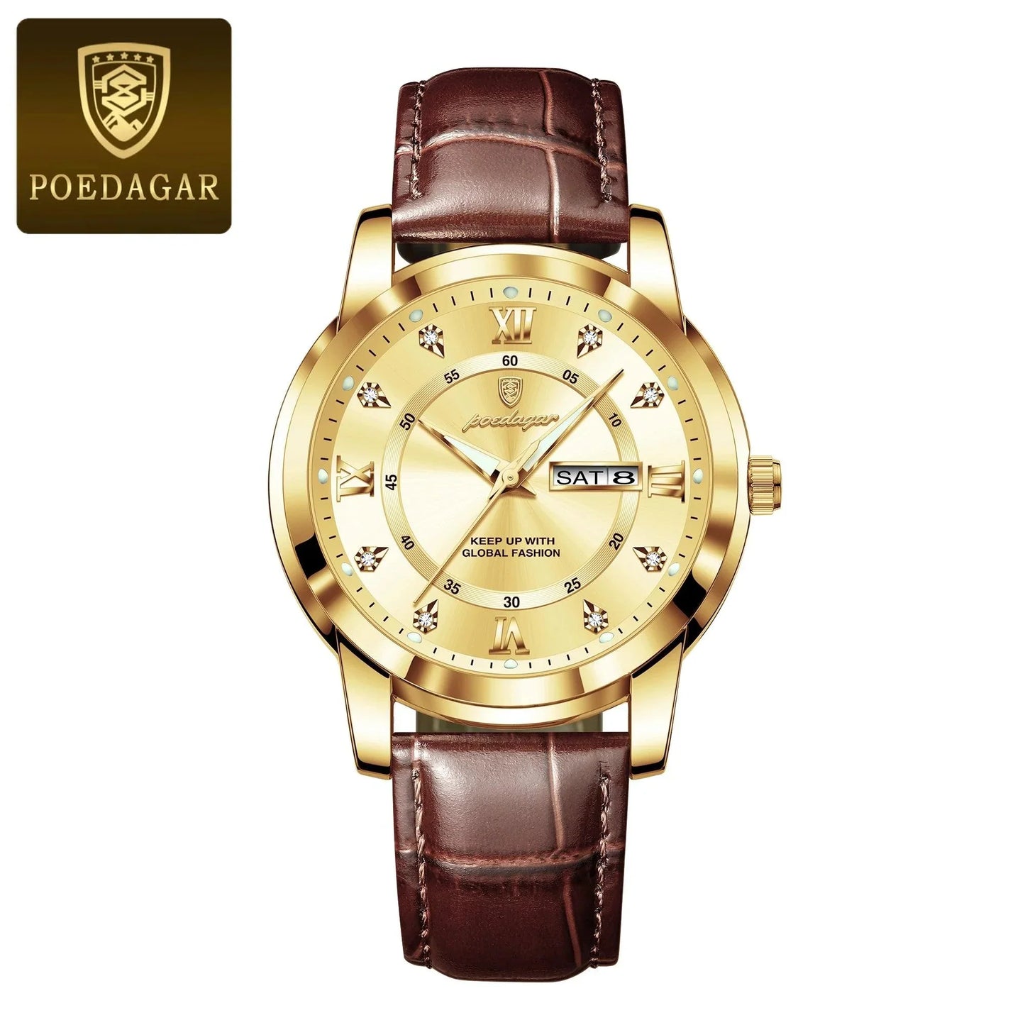 POEDAGAR 936L Luxury Man Wristwatch Waterproof, Luminous, Date & Week