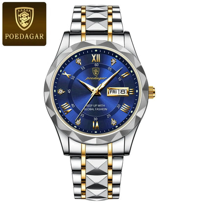 POEDAGAR 615 Diamond Crown & Strap Wristwatch