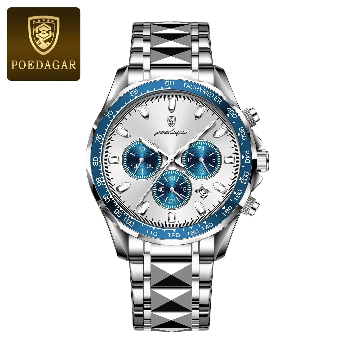 POEDAGAR 815 Luxury Watch, Date Chronograph, & Tachymeter
