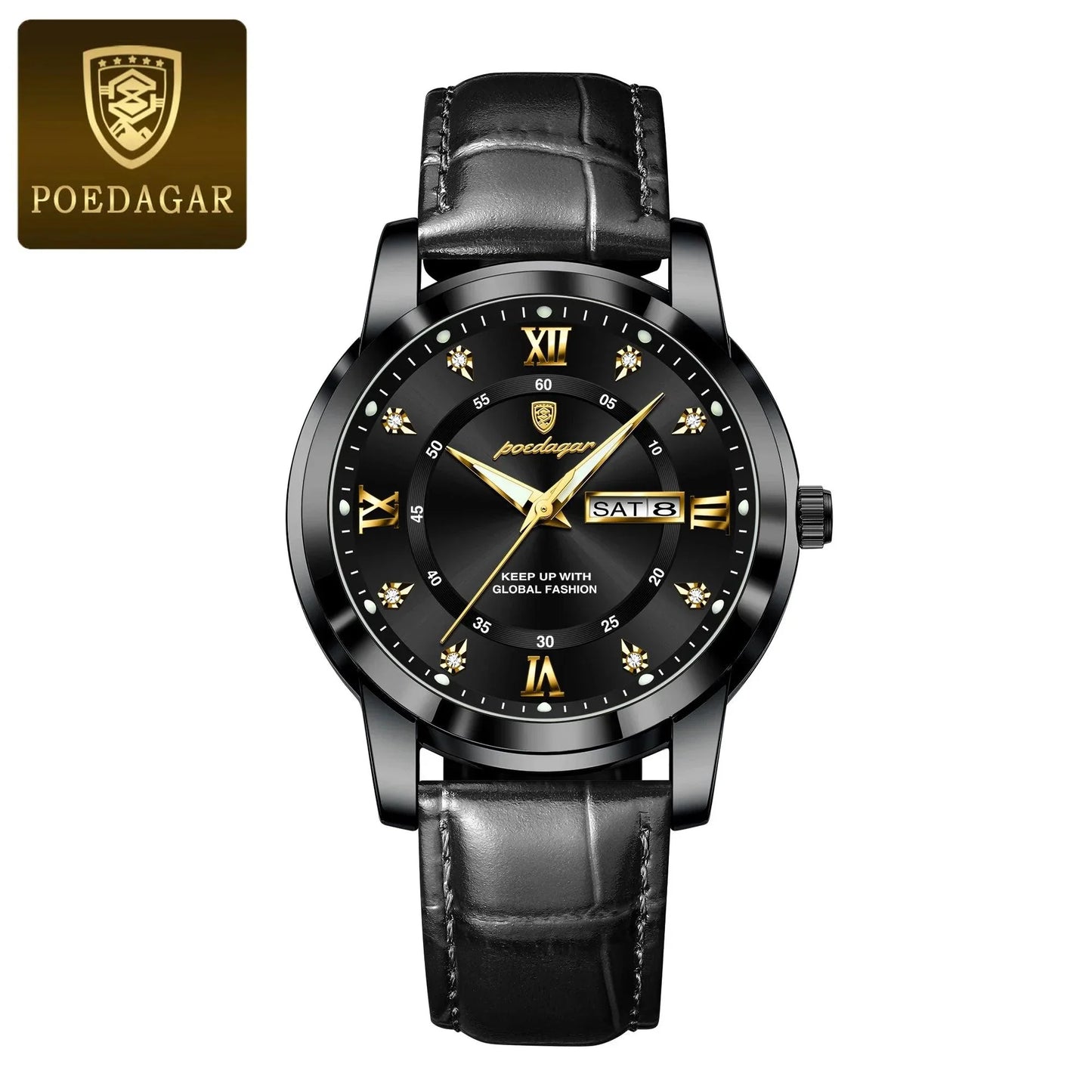 POEDAGAR 936L Luxury Man Wristwatch Waterproof, Luminous, Date & Week