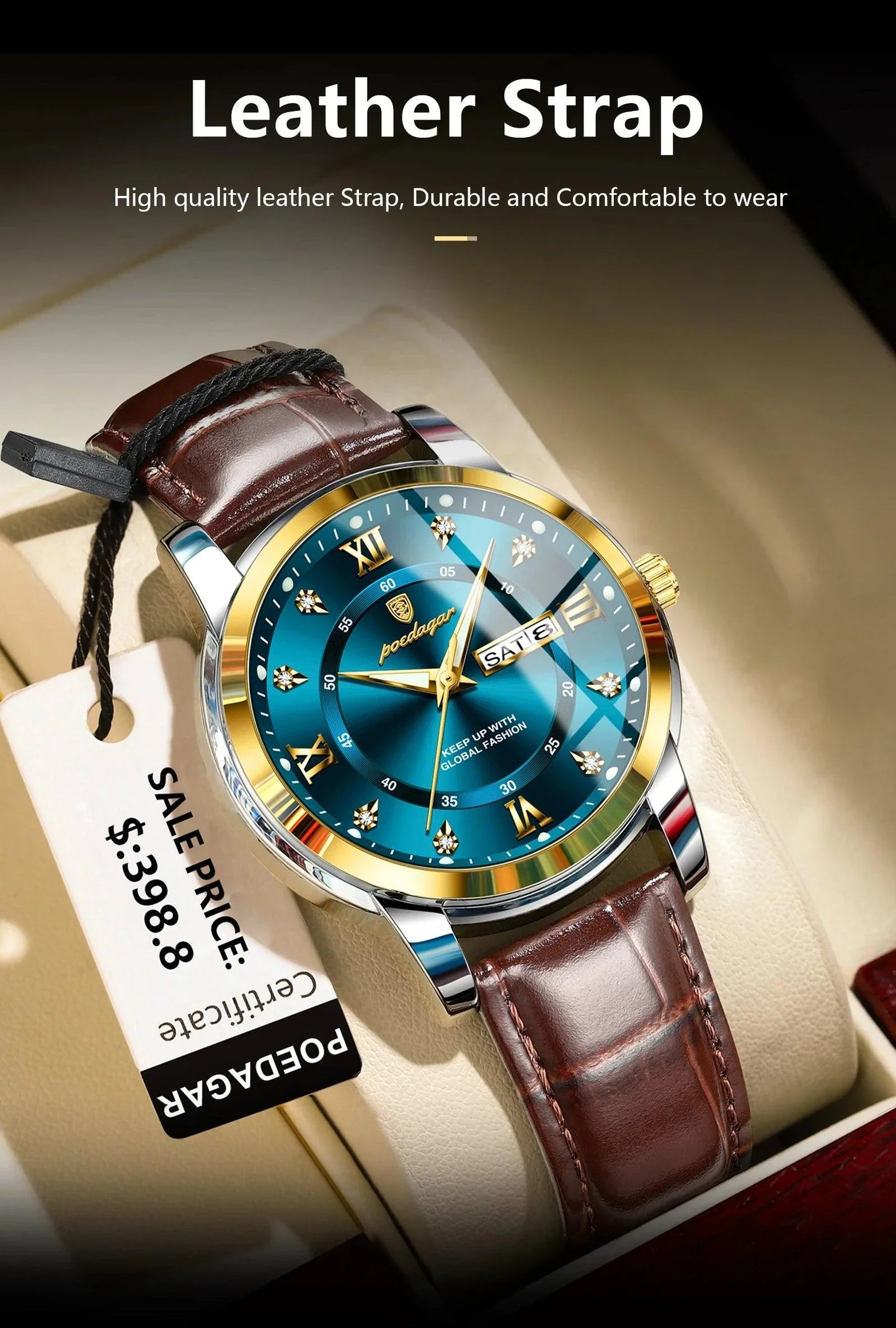 POEDAGAR 936L Luxury Man Wristwatch Waterproof, Luminous, Date & Week