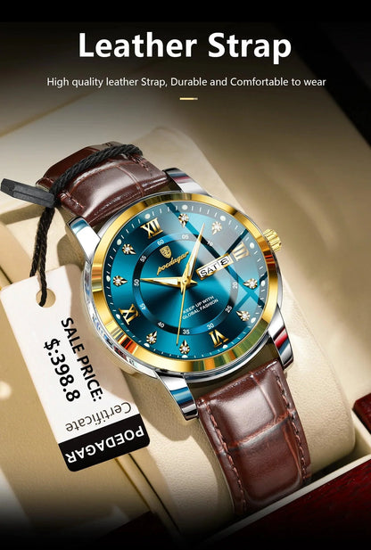 POEDAGAR 936L Luxury Man Wristwatch Waterproof, Luminous, Date & Week