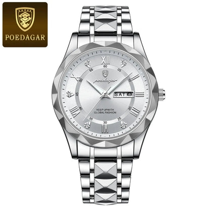 POEDAGAR 615 Diamond Crown & Strap Wristwatch