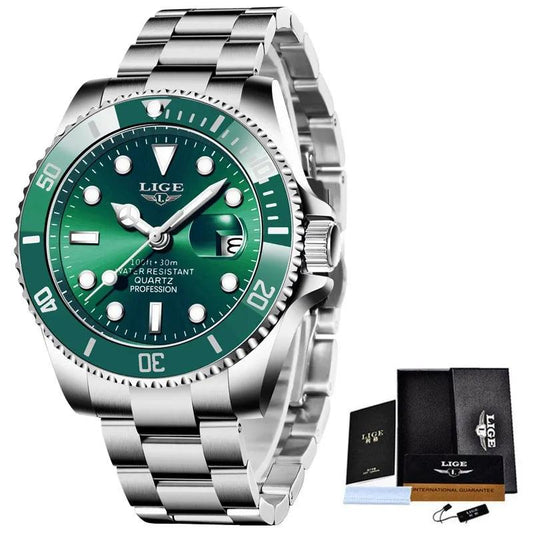 LIGE 10045 Luxury Fashion Diver Watch Men With Rotating Bezel