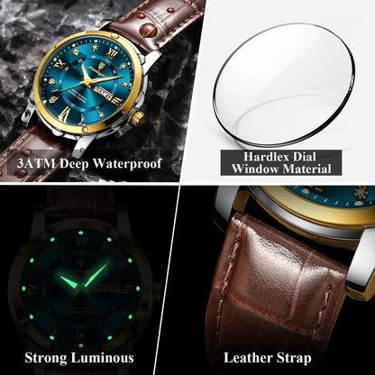 POEDAGAR 936L Luxury Man Wristwatch Waterproof, Luminous, Date & Week