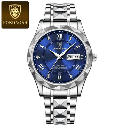 POEDAGAR 615 Diamond Crown & Strap Wristwatch