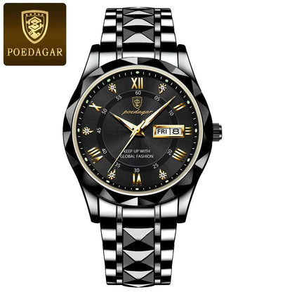 POEDAGAR 615 Diamond Crown & Strap Wristwatch