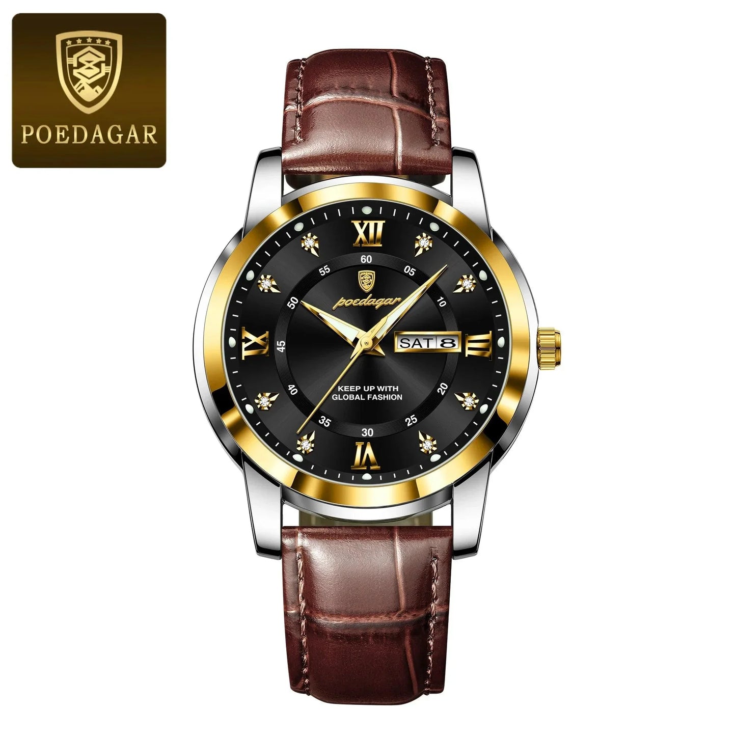 POEDAGAR 936L Luxury Man Wristwatch Waterproof, Luminous, Date & Week