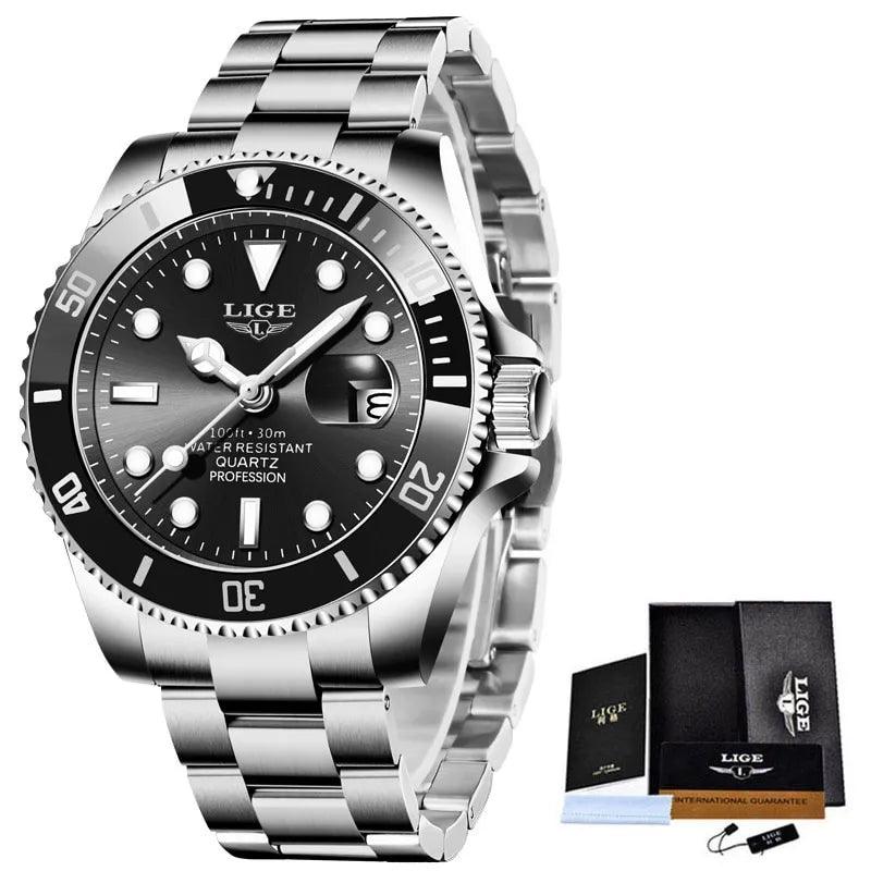 LIGE 10045 Luxury Fashion Diver Watch Men With Rotating Bezel