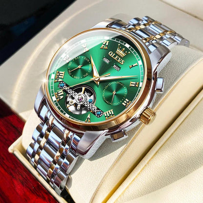 OLEVS 6607 Men's Automatic Mechanical Watch – Stainless Steel, Waterproof, Luminous Dial