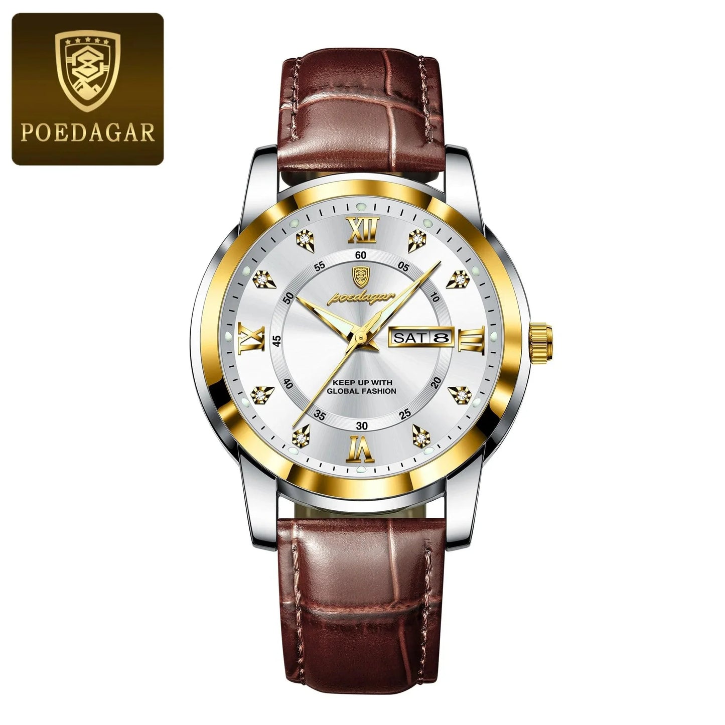 POEDAGAR 936L Luxury Man Wristwatch Waterproof, Luminous, Date & Week
