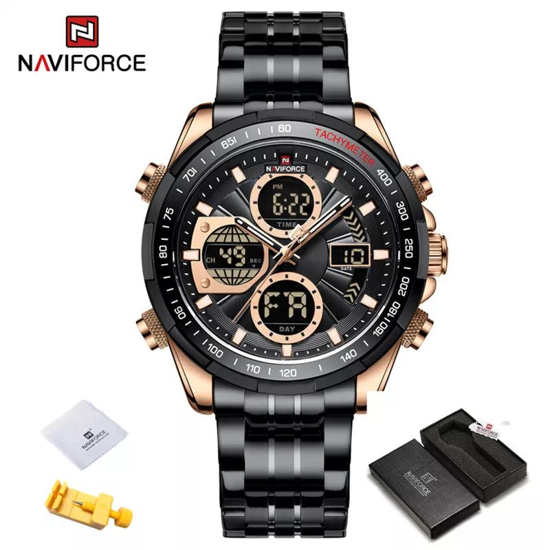 NAVIFORCE 9197 Fashion Military Chronograph Watch With Digital Display