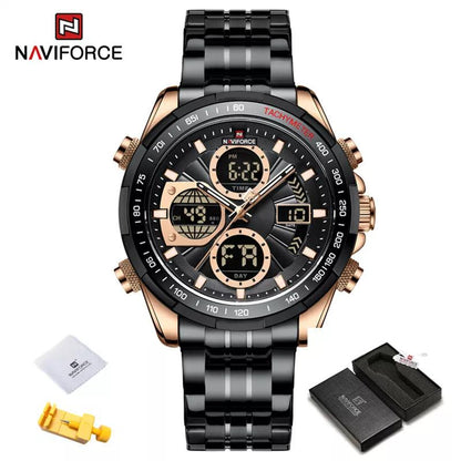 NAVIFORCE 9197 Fashion Military Chronograph Watch With Digital Display
