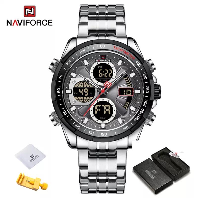 NAVIFORCE 9197 Fashion Military Chronograph Watch With Digital Display