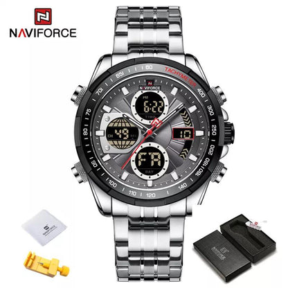 NAVIFORCE 9197 Fashion Military Chronograph Watch With Digital Display