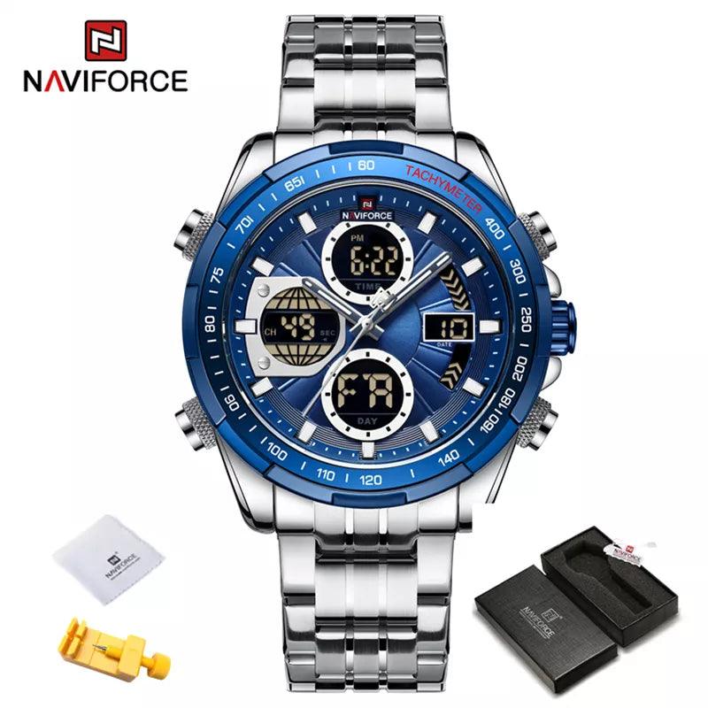 NAVIFORCE 9197 Fashion Military Chronograph Watch With Digital Display