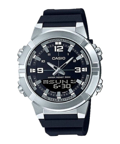 ساعة Casio AMW-870DA-3AV رجالية – Analog Digital ستانلس ستيل بقرص أخضر Quartz