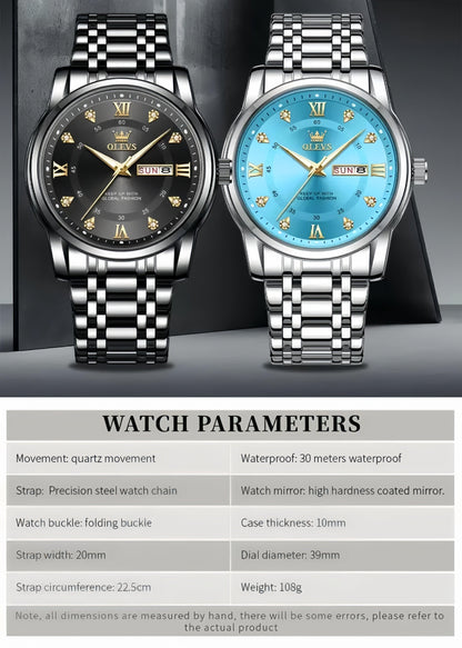 OLEVS Men's Classic Business Wristwatch Dual Calendar